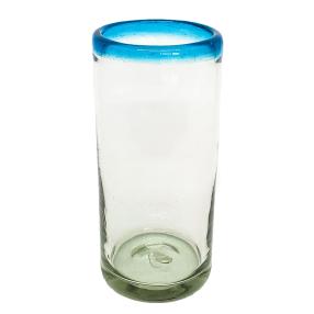 Aqua Blue Rim 20 oz Tall Iced Tea Glasses (set of 6)